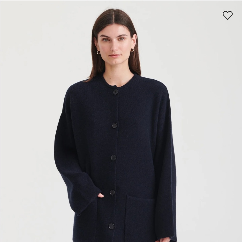 NWT Naadam Cashmino Sweater with Removable Scarf in Navy
